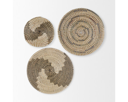 Mercana - Luna Light Brown Seagrass Round Wall Hanging Plate