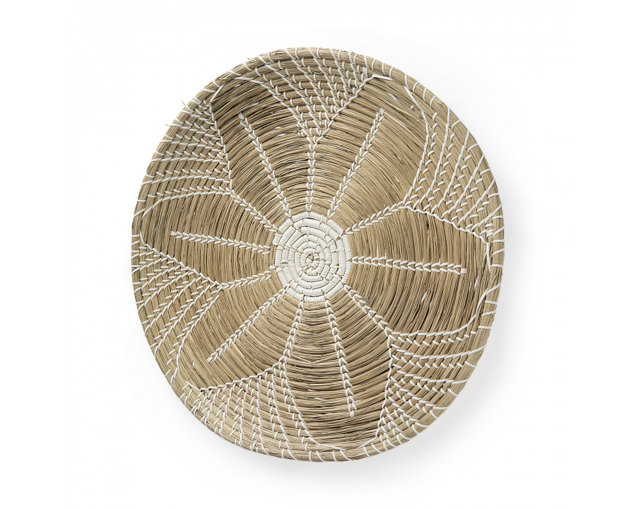 Mercana Mekhi Wall Hanging Plate Seagrass with White String Round - Beige/White