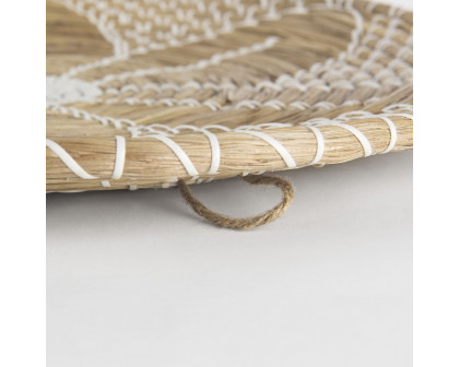 Mercana Mekhi Wall Hanging Plate Seagrass with White String Round - Beige/White