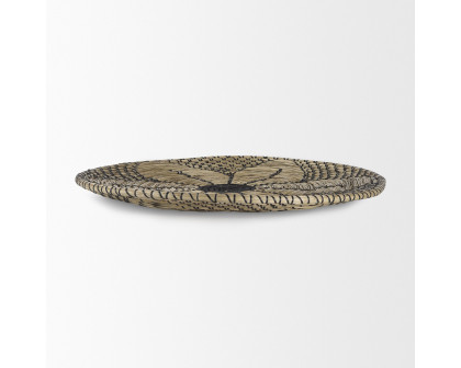 Mercana Mekhi Wall Hanging Plate Seagrass with Black String Round - Beige/Black