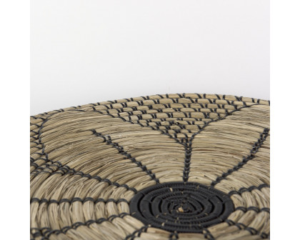 Mercana Mekhi Wall Hanging Plate Seagrass with Black String Round - Beige/Black