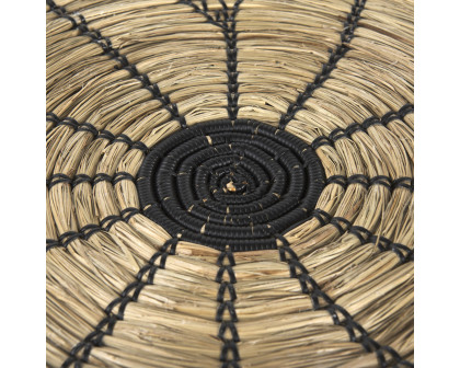 Mercana Mekhi Wall Hanging Plate Seagrass with Black String Round - Beige/Black