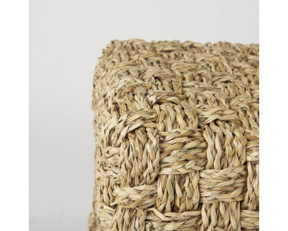 Mercana - Adele Medium Brown Seagrass Woven Square Pouf