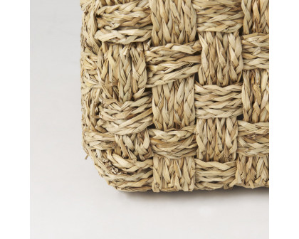 Mercana - Adele Medium Brown Seagrass Woven Square Pouf