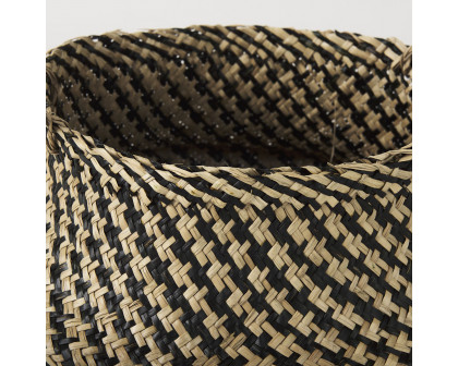 Mercana - Gaia Light and Dark Brown Cross Patterend Belly Seagrass Basket (Set of 3)