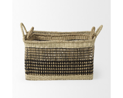 Mercana - Nia Light Brown Seagrass Rectangular Basket with Handles (Set of 2)