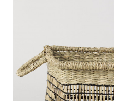 Mercana - Nia Light Brown Seagrass Rectangular Basket with Handles (Set of 2)