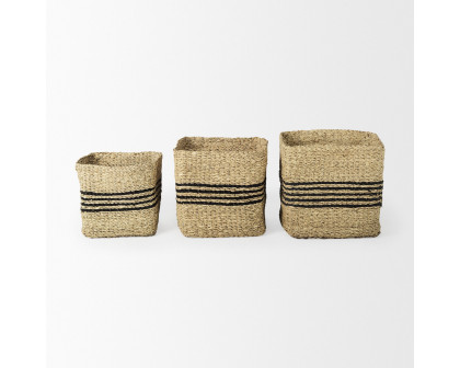 Mercana - Cullen Grey Twisted Seagrass Square Basket (Set of 3)