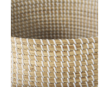 Mercana - Olivia Beige Seagrass Basket with Lid and Handles (Set of 3)