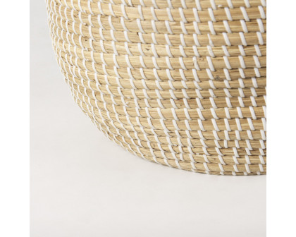 Mercana - Olivia Beige Seagrass Basket with Lid and Handles (Set of 3)