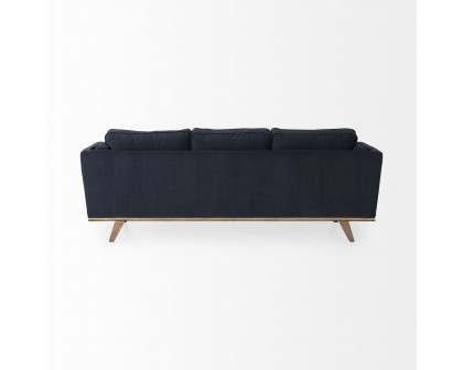 Mercana Brooks 3 Seater Sofa with Medium Brown Wooden Legs - Navy Blue, Fabric