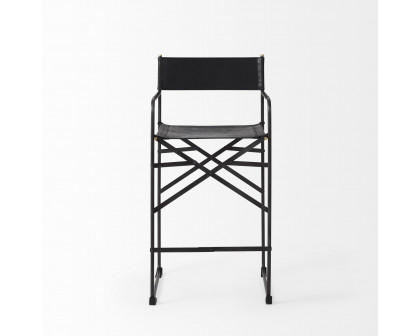 Mercana Direttore 40" Counter Stool with Black Frame - Black