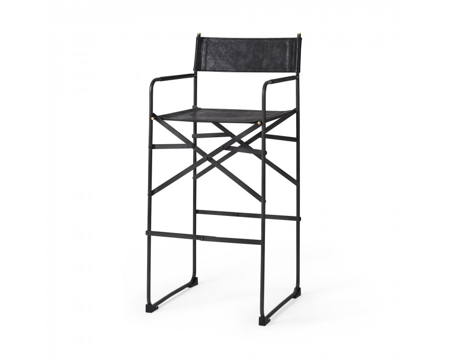 Mercana Direttore 44" Counter Stool with Black Iron Frame - Black