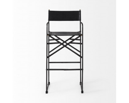 Mercana Direttore 44" Counter Stool with Black Iron Frame - Black