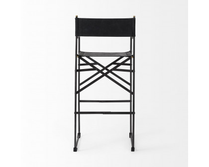 Mercana Direttore 44" Counter Stool with Black Iron Frame - Black