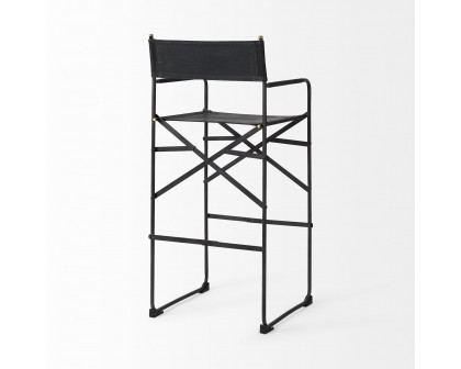 Mercana Direttore 44" Counter Stool with Black Iron Frame - Black