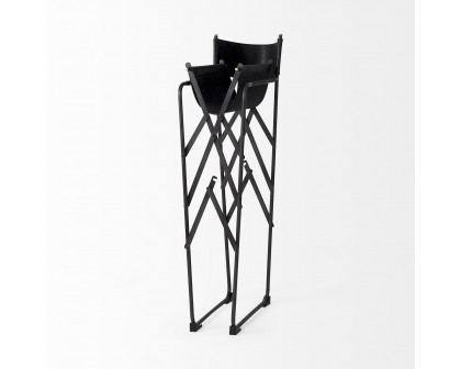 Mercana Direttore 44" Counter Stool with Black Iron Frame - Black