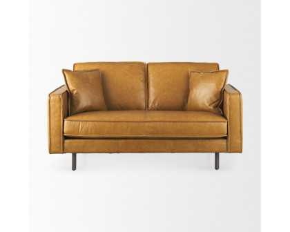 Mercana - D'Arcy Loveseat in Tan, Leather