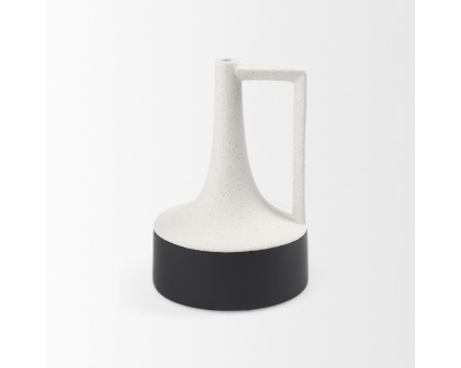 Mercana Burton Medium and Black Ceramic Jug Vase - White/Black