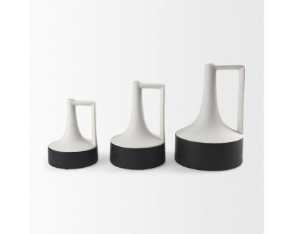 Mercana Burton Medium and Black Ceramic Jug Vase - White/Black