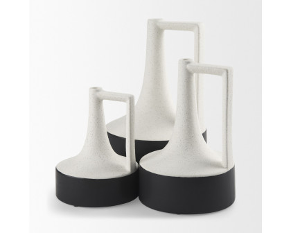 Mercana Burton Medium and Black Ceramic Jug Vase - White/Black