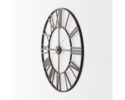 Mercana Pender 30" Iron Round Wall Clock - Black