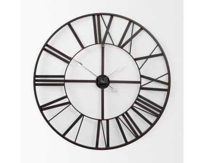 Mercana Pender 30" Iron Round Wall Clock - Black