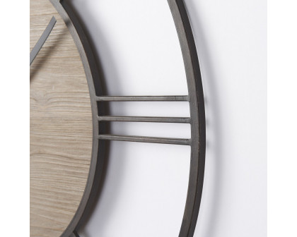 Mercana - Brielle Black Iron/Wood Round Wall Clock