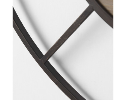 Mercana - Brielle Black Iron/Wood Round Wall Clock