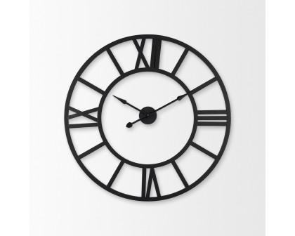 Mercana Stoke 30" Round Iron Wall Clock - Black