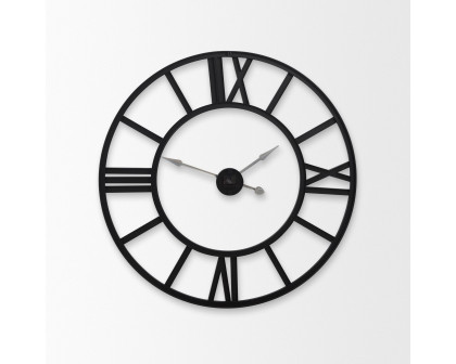 Mercana Stoke 30" Round Iron Wall Clock - Black