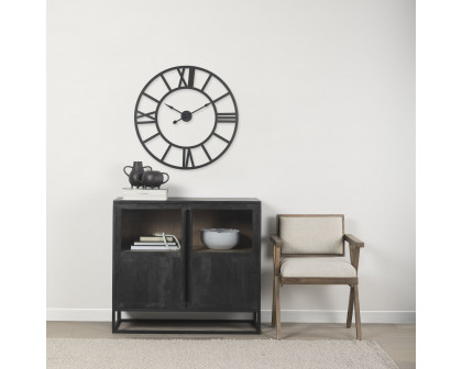 Mercana Stoke 30" Round Iron Wall Clock - Black