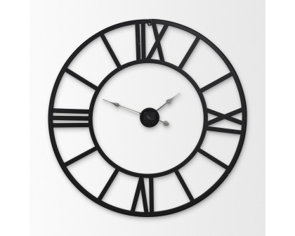 Mercana Stoke 42" Round Iron Wall Clock - Black