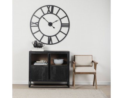 Mercana Stoke 42" Round Iron Wall Clock - Black