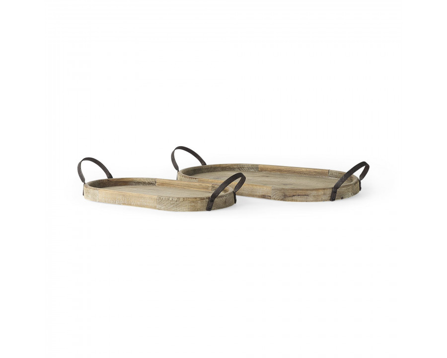 Mercana - Alina Light Brown Wood Trays (Set of 2)