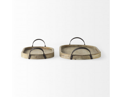 Mercana - Alina Light Brown Wood Trays (Set of 2)