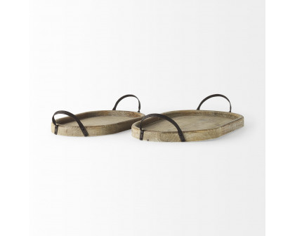 Mercana - Alina Light Brown Wood Trays (Set of 2)