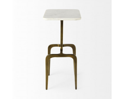 Mercana Preston Accent Table with Gold Metal - White/Gold