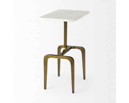 Mercana Preston Accent Table with Gold Metal - White/Gold