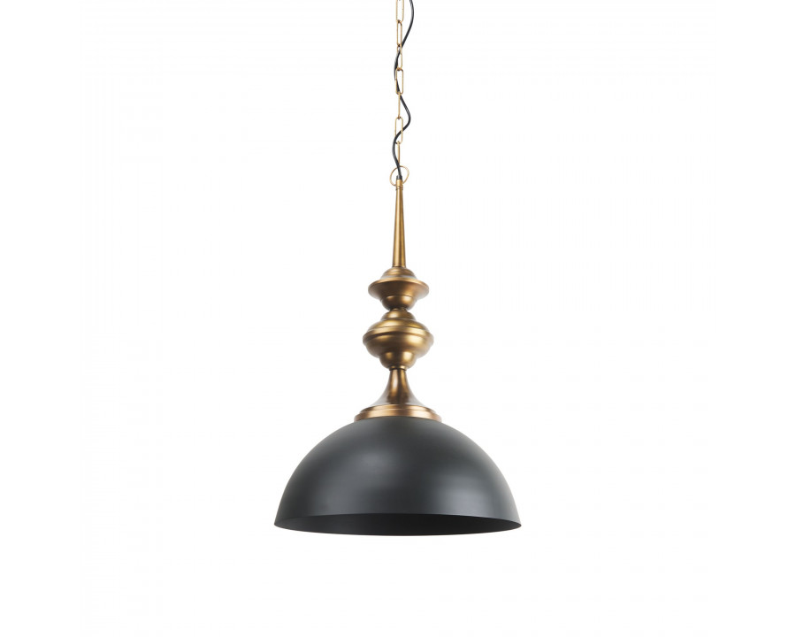 Mercana - Willson Black Iron with Antique Brass Dome Pendant Light