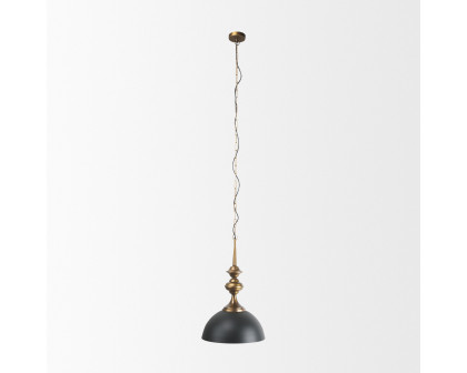 Mercana - Willson Black Iron with Antique Brass Dome Pendant Light