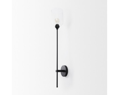 Mercana - Clyde Matte Black with Glass Round Wall Sconce