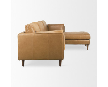 Mercana - Elton Right Chaise Sectional in Tan, Leather