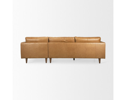 Mercana - Elton Right Chaise Sectional in Tan, Leather