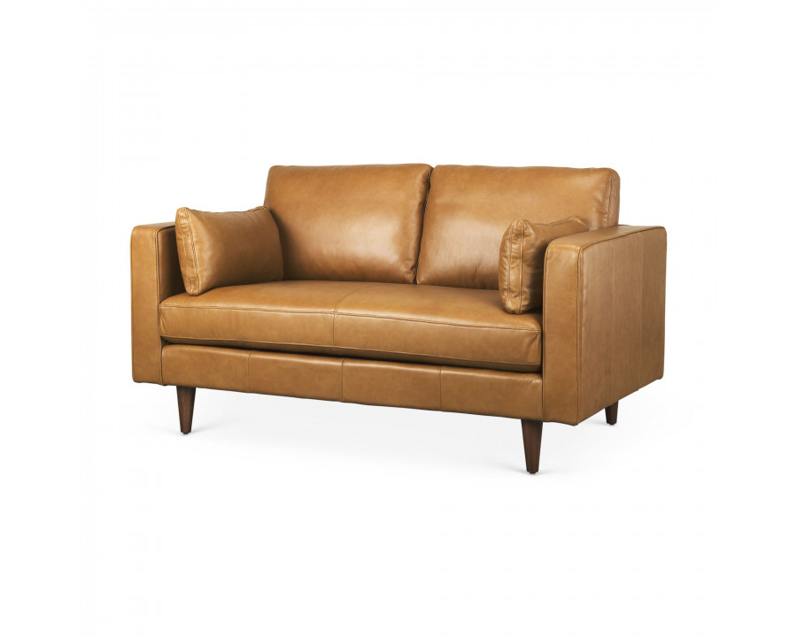 Mercana - Elton Loveseat in Tan, Leather