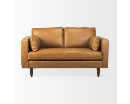 Mercana - Elton Loveseat in Tan, Leather