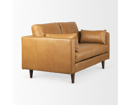 Mercana - Elton Loveseat in Tan, Leather