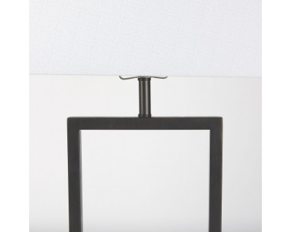 Mercana - Peyton Black Metal with Marble Cube and White Shade Table Lamp