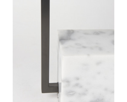 Mercana - Peyton Black Metal with Marble Cube and White Shade Table Lamp