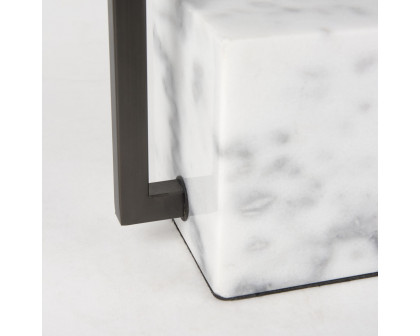 Mercana - Peyton Black Metal with Marble Cube and White Shade Table Lamp